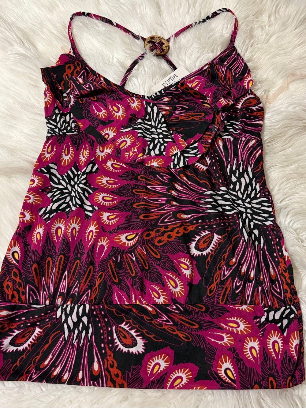 Piper Strapless Fuchsia and Black Printed Shirt